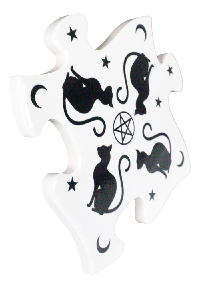 Ebros Wicca Black Cat Pentagram Star Moons Cork Backed Ceramic Coaster Set Of 4