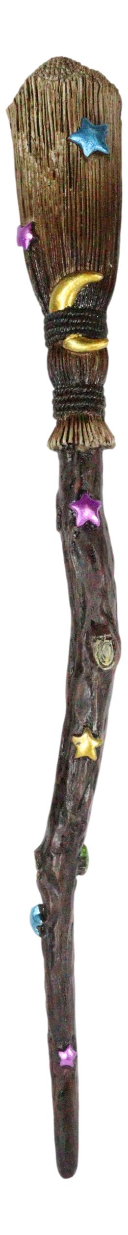Ebros Wicca Occult Hocus Pocus Stars And Moon Witch's Broom Magic Wand Cosplay Wands