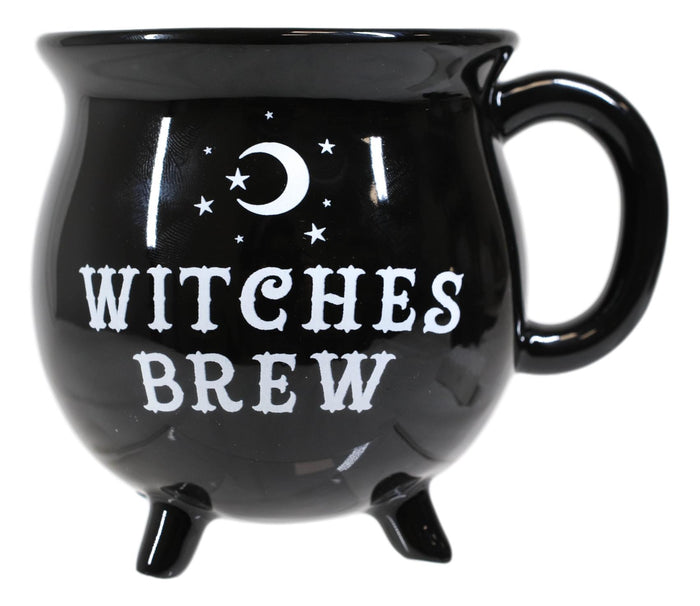 Ebros Wicca Sacred Crescent Moon Witches Brew Black Cauldron Coffee Tea Mug Cup 14oz