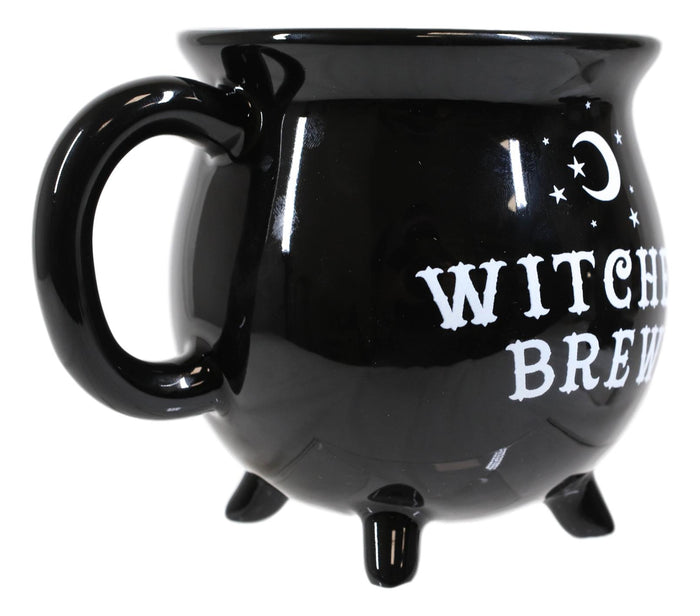 Ebros Wicca Sacred Crescent Moon Witches Brew Black Cauldron Coffee Tea Mug Cup 14oz