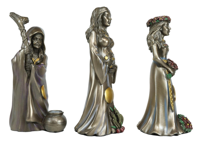 Ebros Wicca Triple Goddess Maiden Mother Crone Triune Moon Set Of 3 Figurines