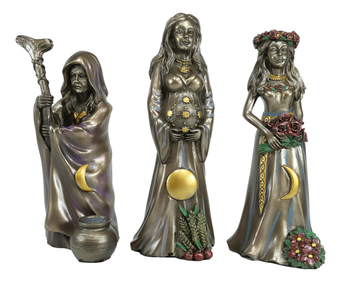 Ebros Wicca Triple Goddess Maiden Mother Crone Triune Moon Set Of 3 Figurines