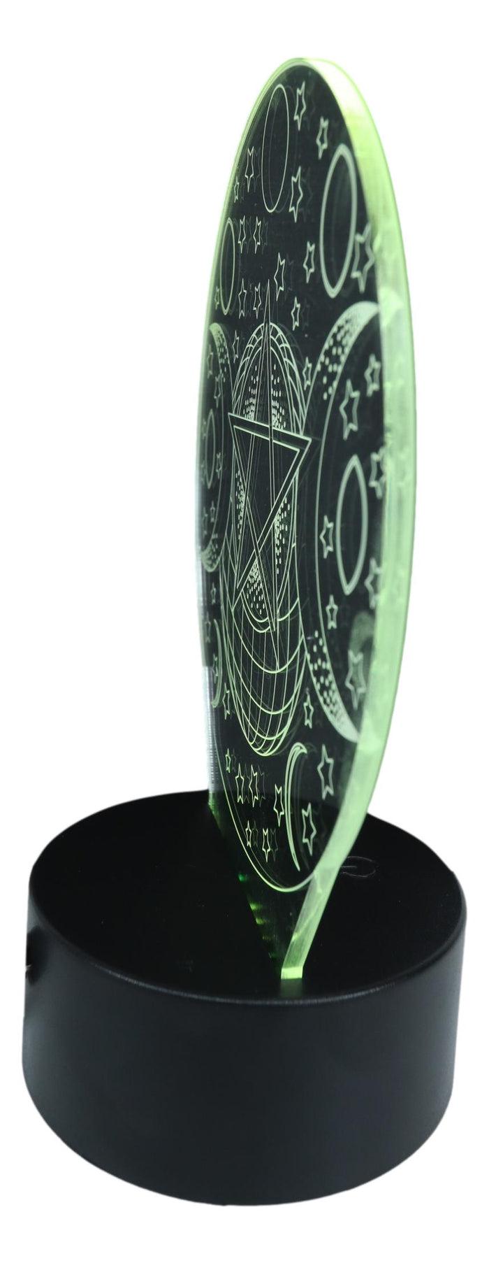Ebros Wicca Triple Moon Goddess Pentagram Acrylic Panel Colorful LED Night Light