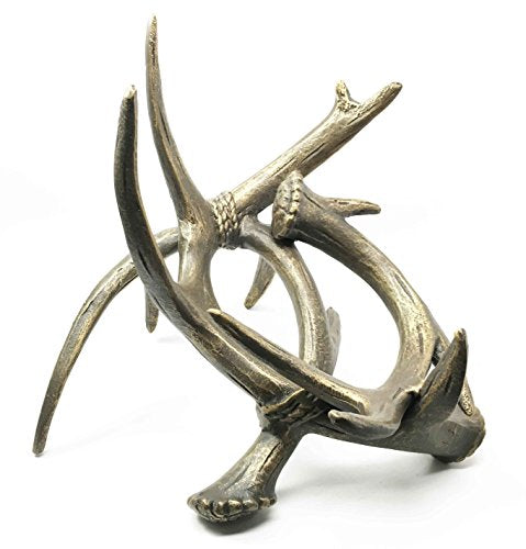 Ebros Wildlife Outdoor Aluminum Buck Deer Antlers Rack Wine Bottle Holder Figurine