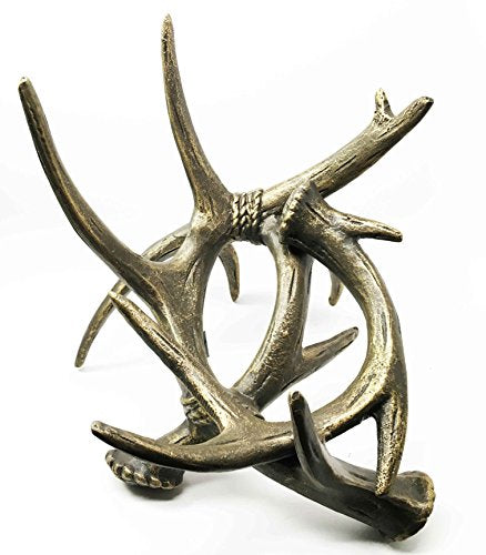 Ebros Wildlife Outdoor Aluminum Buck Deer Antlers Rack Wine Bottle Holder Figurine