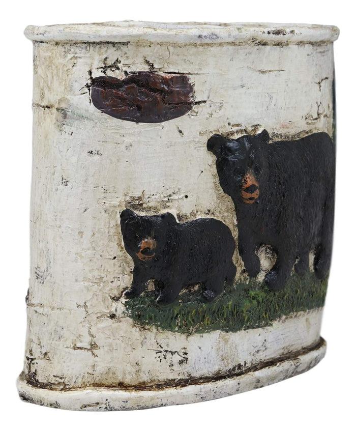 Ebros Wildlife Rustic Black Bear In Pine Trees Forest Bathroom Accent Resin Figurine Accessories With Birch Wood Finish Western Country Cabin Lodge Decorative (Toothbrush And Toothpaste Holder)