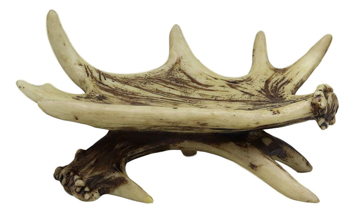 Ebros Wildlife Rustic Buck Elk Deer Stag Antlers Bar Soap Dish Holder 6" Wide Nature Lovers Hunters Cabin Lodge Country Bathroom Vanity Decorative Antler Accent
