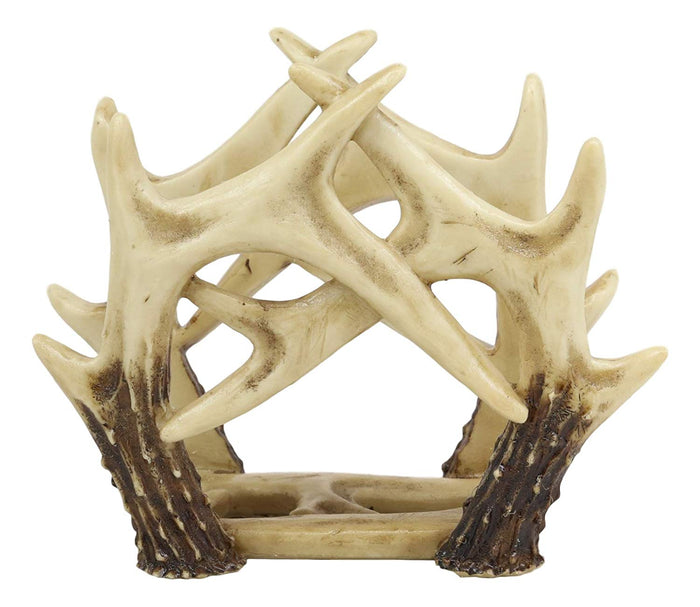 Ebros Wildlife Rustic Buck Elk Deer Stag Entwined Antlers Kitchen Paper Napkin Holder Figurine 6.5" Wide Rustic Cabin Lodge Country Dining Table Counter Top Decorative Statue