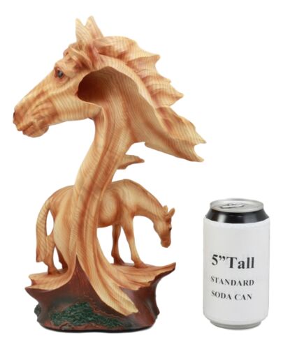 Ebros Wildlife Scene Stallion Horse Bust Statue 12.5" Tall Horse Family Resin Decor In Faux Wood Finish
