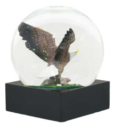 Ebros Wildlife Wings Of Glory Ascending Bald Eagle Glitter Water Globe Collectible Figurine 4.5" Tall US Patriotic National Emblem Soaring Bald Eagle
