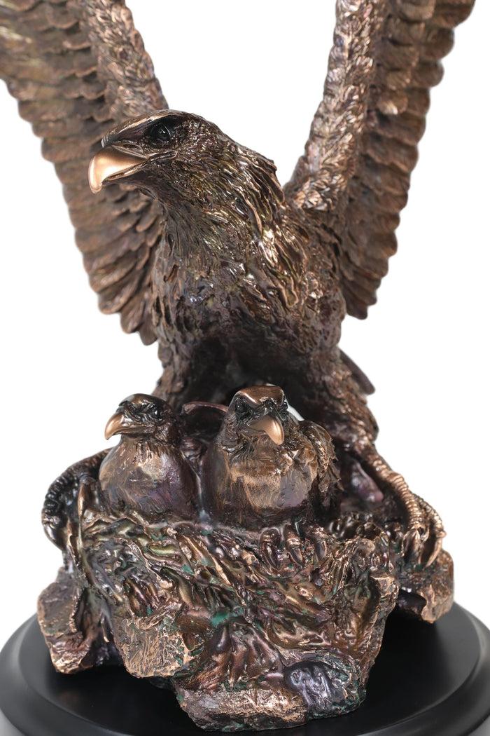 Ebros Wings Of Glory Bald Eagle Mother With Eaglets In Nest Electroplated Statue