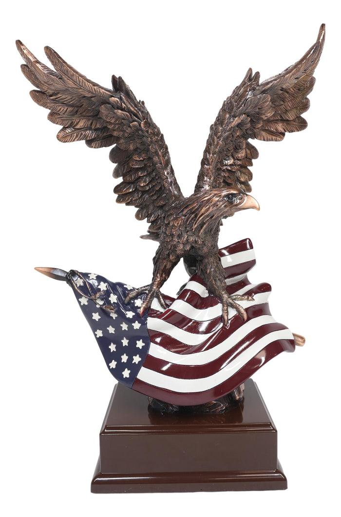 Ebros Wings Of Glory Majestic Bald Eagle Clutching On USA American Flag Statue