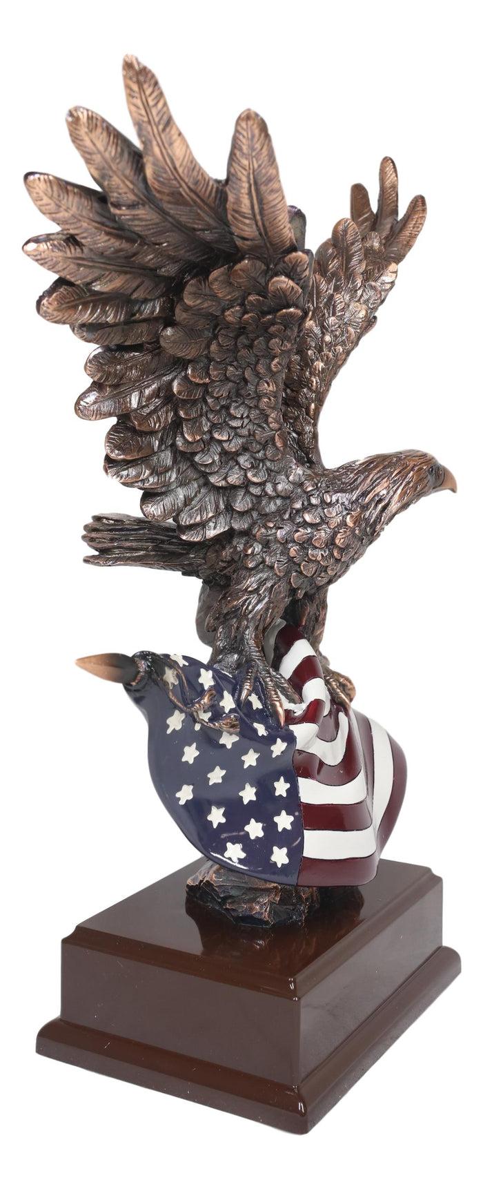 Ebros Wings Of Glory Majestic Bald Eagle Clutching On USA American Flag Statue