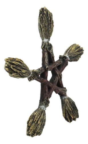 Ebros Witchcraft And Wiccan Broomsticks Pentagram Wall Decor Pentacle Hanging Plaque