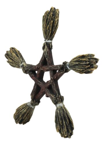 Ebros Witchcraft And Wiccan Broomsticks Pentagram Wall Decor Pentacle Hanging Plaque