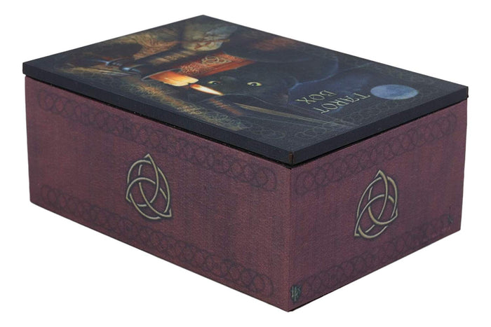 Ebros Witching Hour Black Cat Under The Full Moon Tarot Card Deck Holder Jewelry Box Accessories Mystical Feline Cats Wicca Witchcraft Talisman Tarots Fortune Teller Psychic Boxes Decors