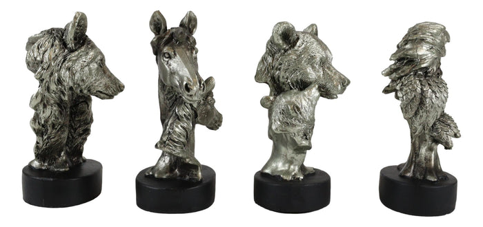 Ebros Wolf Pup Eagle Eaglet Black Bear Cub Horse Foal Busts Mini Figurines
