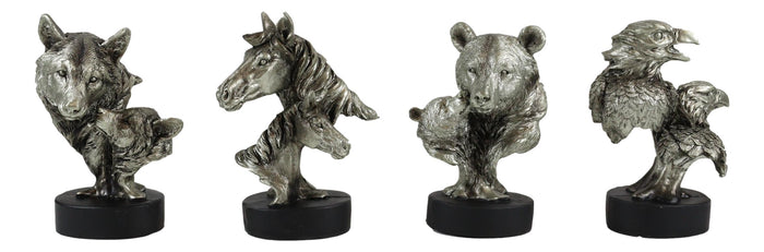 Ebros Wolf Pup Eagle Eaglet Black Bear Cub Horse Foal Busts Mini Figurines
