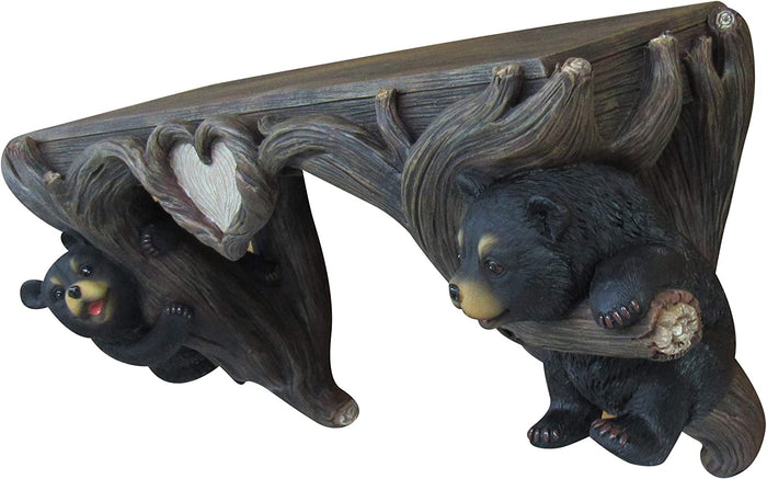 Ebros Wood Love To Hang Out Black Bear Cubs In Tree Floating Shelf Welcome Decor