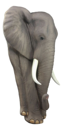Ebros Woolly Safari Marching Bush Elephant Wall Decor 18" Tall 3D Sculpture Plaque Figurine Symbol Of Nobility And Strength Feng Shui Symbol Excellent Home Decor Gift For Wildlife Nature Lovers
