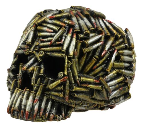 Ebros World War Bullet Shell Casings Skull Statue 6.5'L Skulls Figurine