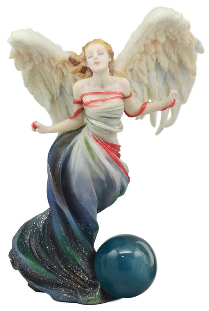 Ebros Written In The Wind Sheila Wolk Angel Statue 10.25"H Celestial Angel With Moon