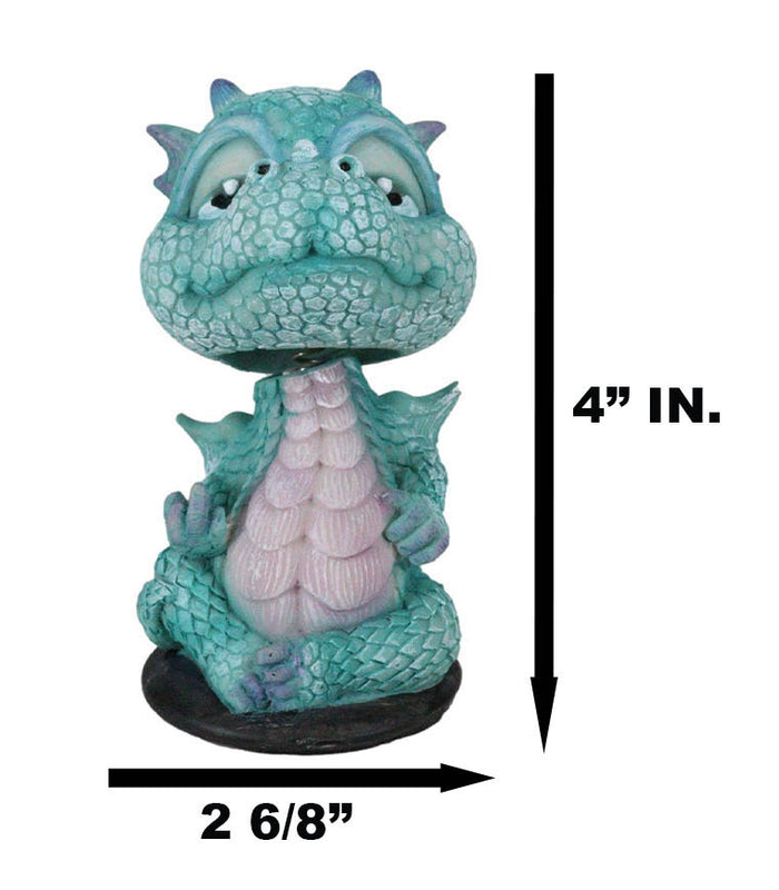 Ebros Wyrmling Baby Hatchling Blue Drake Yoga Dragon Bobblehead Figurine 4"H