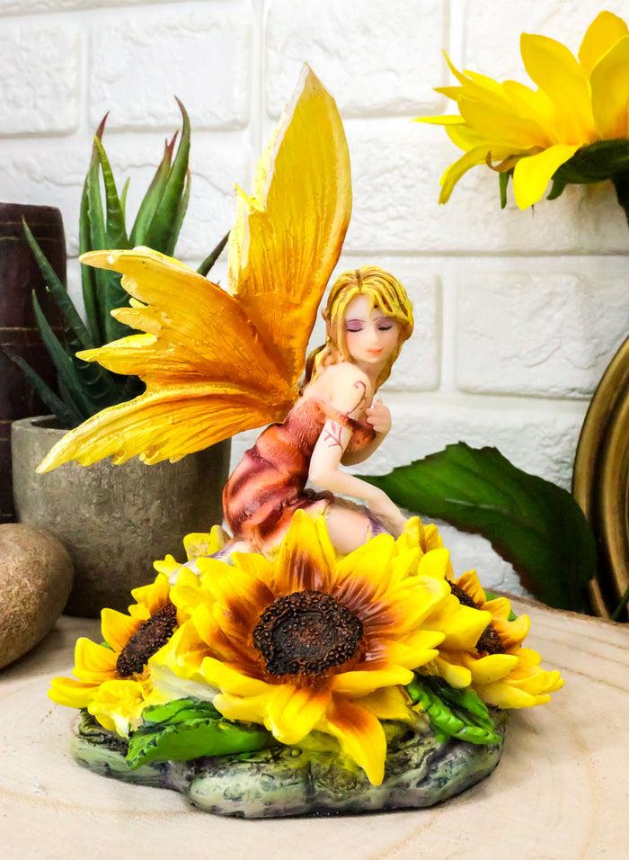 Ebros Yellow Spring Blossom Sunflower Fairy Figurine 5"H Meadow Legends Faerie