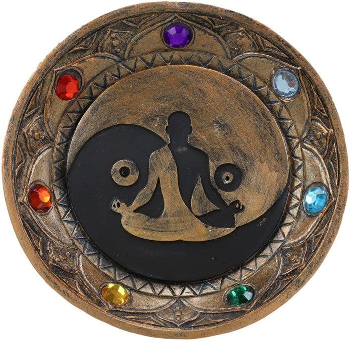 Ebros Yin Yang Symbol With Chakra Beads Incense Sticks Holder Burner 5" Diameter
