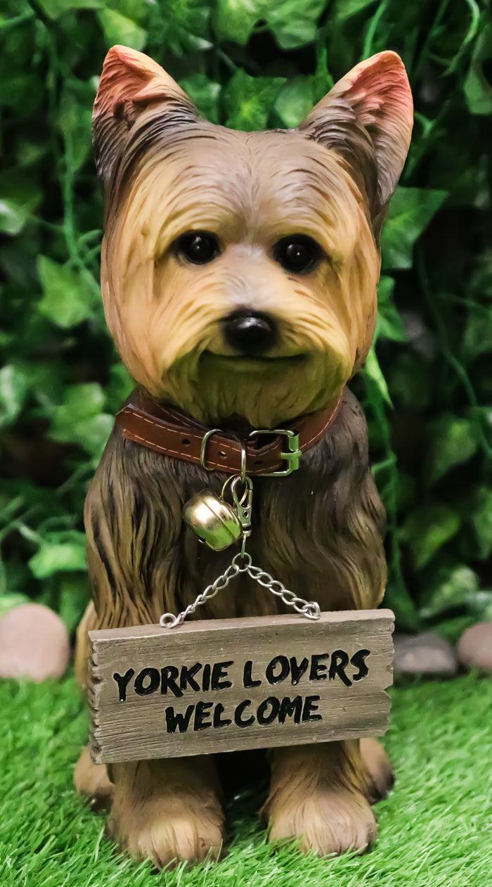 Ebros Yorkie Dog Garden Statue 12.5"H Yorkshire Terrier Figurine With Jingle Collar and Sign Patio Welcome Decor Guest Greeter Realistic Animal Dogs Sculpture Ebros Yorkie Dog Garden Statue 12.5"H Yorkshire Terrier Figurine With Jingle Collar and Sign Patio Welcome Decor Guest Greeter Realistic Animal Dogs Sculpture