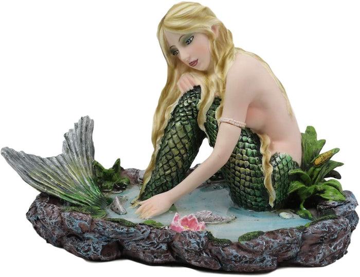 Ebros Young Maiden Mermaid By The Lagoon Statue Nautical Mermaid Figurine 7.25"W