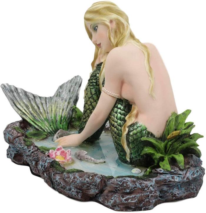 Ebros Young Maiden Mermaid By The Lagoon Statue Nautical Mermaid Figurine 7.25"W