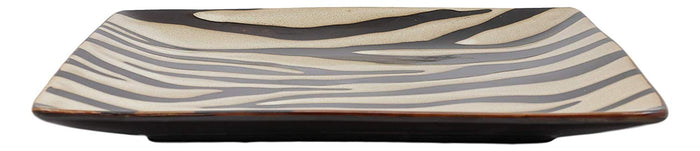 Ebros Zebra Horse Prints Large Square Dinner Plate Set Of 2 10.75" Plates