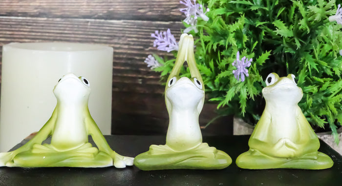 Ebros Zen Garden Inner Peace Yoga Frogs Set of 3 Figurine Collectible Ebros Zen Garden Inner Peace Yoga Frogs Set of 3 Figurine Collectible