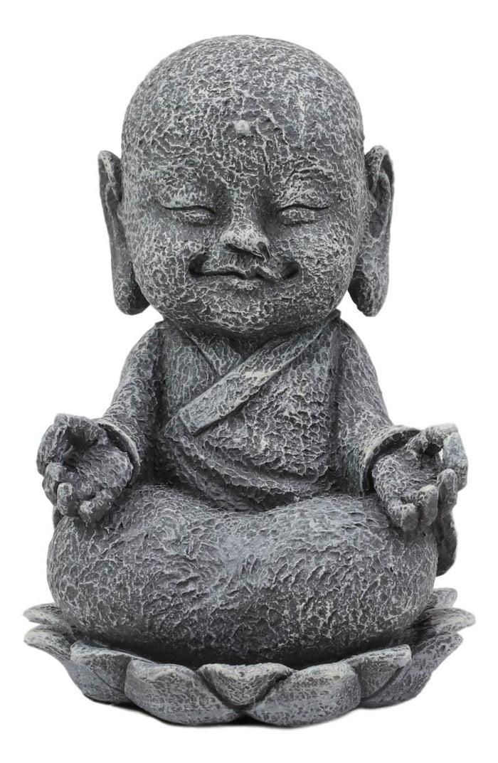 Ebros Zen Meditating Japanese Jizo Monk With Om Hand On Lotus Statue 4" Tall Ebros Zen Meditating Japanese Jizo Monk With Om Hand On Lotus Statue 4" Tall