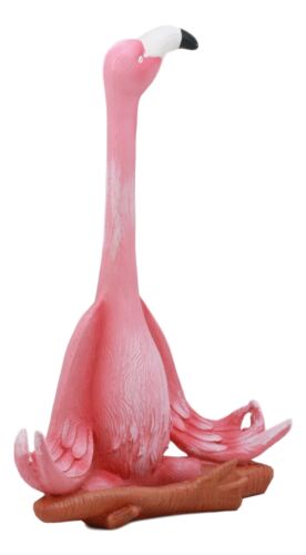 Ebros Zen Yoga Pink Flamingo Statue In Lotus Meditation Pose Tropical Wading Bird Decor Figurine 12.25" Tall