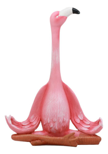 Ebros Zen Yoga Pink Flamingo Statue In Lotus Meditation Pose Tropical Wading Bird Decor Figurine 12.25" Tall