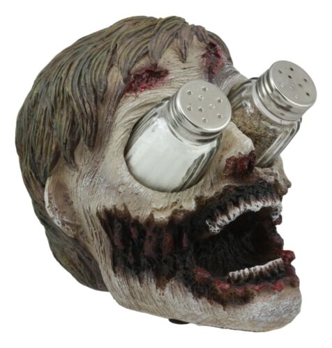 Ebros Zombie Salt And Pepper Shakers Holder Set With Glass Shakers 5.5" H