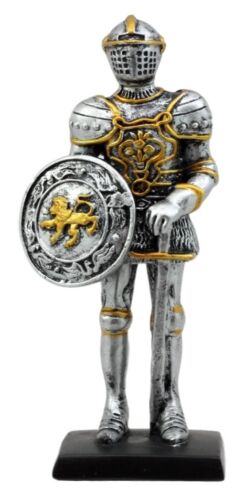 EbrosMedieval English Knight Dollhouse Miniature Figurine Lion Heraldry Suit Of Armor