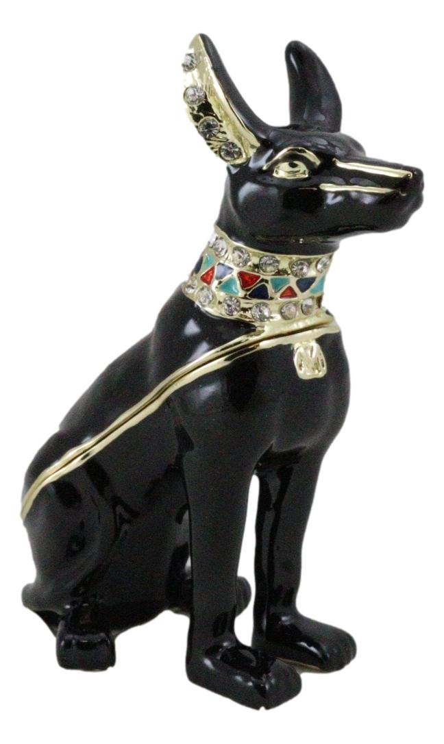 Egyptian Anubis Dog God Of The Dead Pewter Austrian Crystals Trinket Jewelry Box