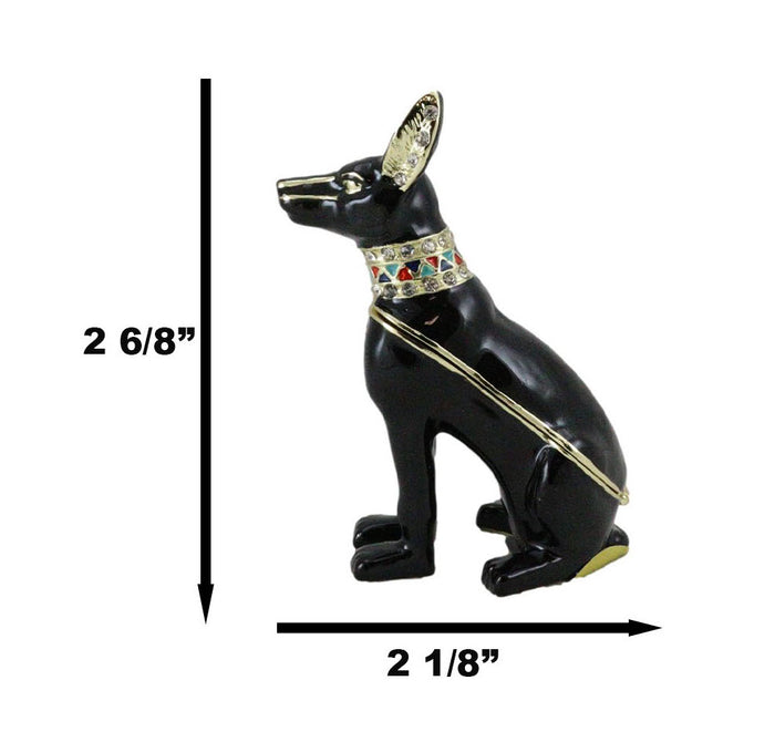 Egyptian Anubis Dog God Of The Dead Pewter Austrian Crystals Trinket Jewelry Box