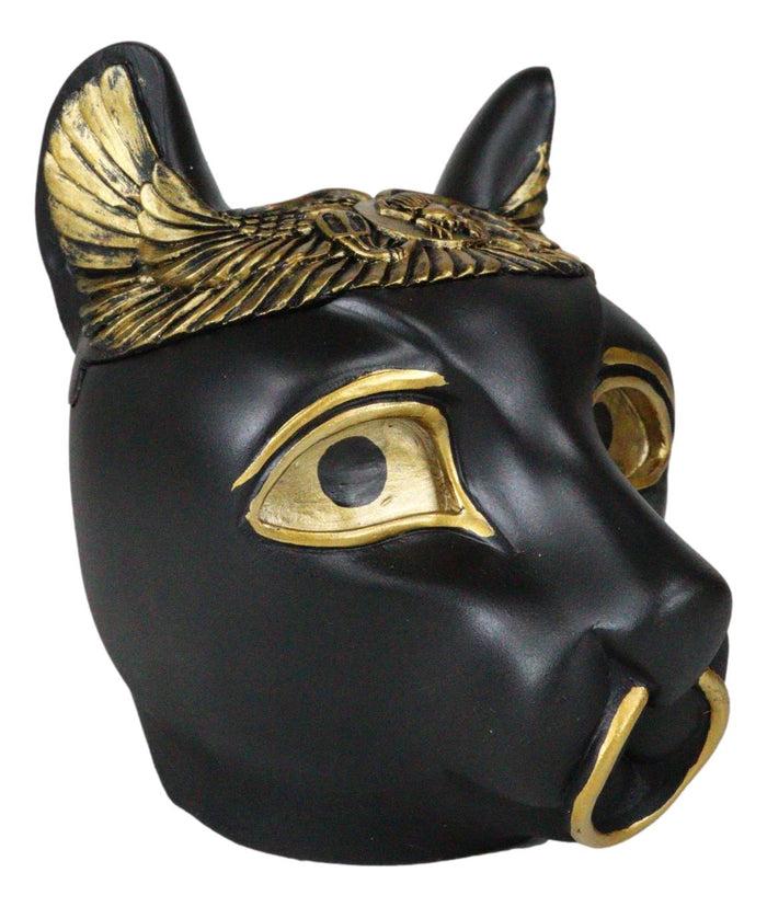 Egyptian Bastet Cat With Uraeus Cobras And Scarab Beetle Crown Decorative Box