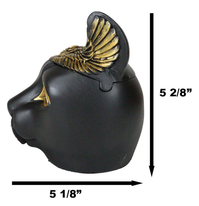 Egyptian Bastet Cat With Uraeus Cobras And Scarab Beetle Crown Decorative Box