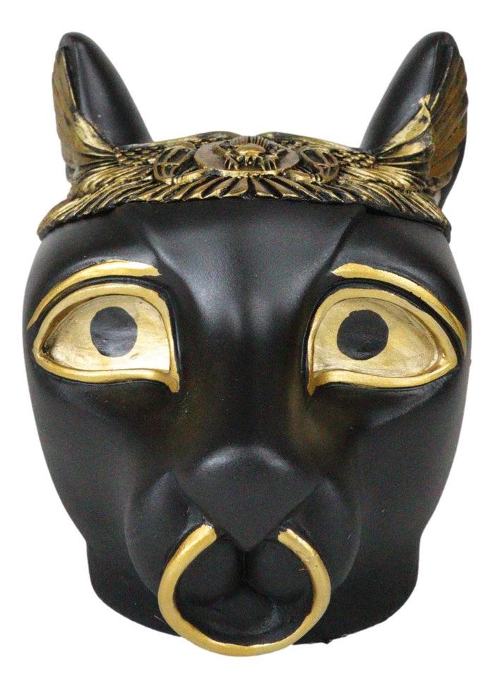 Egyptian Bastet Cat With Uraeus Cobras And Scarab Beetle Crown Decorative Box
