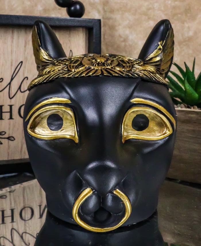 Egyptian Bastet Cat With Uraeus Cobras And Scarab Beetle Crown Decorative Box