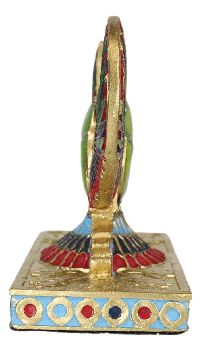 Egyptian Beautiful Golden Winged Scarab Amulet Ankh Symbol Of Rebirth Figurine