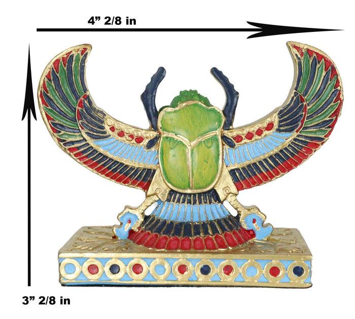 Egyptian Beautiful Golden Winged Scarab Amulet Ankh Symbol Of Rebirth Figurine