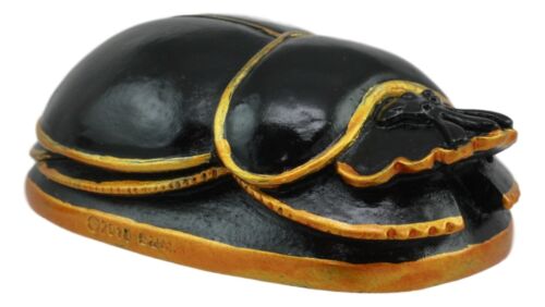 Egyptian Black Gold Scarab Amulet With Hieroglyphs Statue Symbol Of Rebirth 3"L
