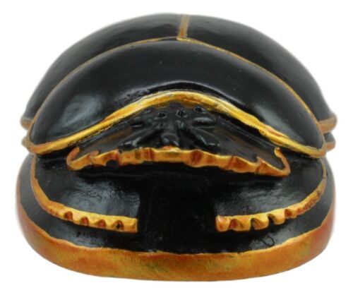 Egyptian Black Gold Scarab Amulet With Hieroglyphs Statue Symbol Of Rebirth 3"L