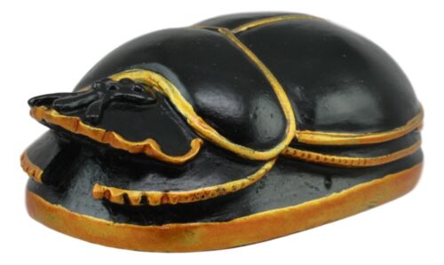 Egyptian Black Gold Scarab Amulet With Hieroglyphs Statue Symbol Of Rebirth 3"L